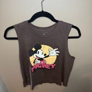 Cropped Mickey Mouse Top - XS - Brown